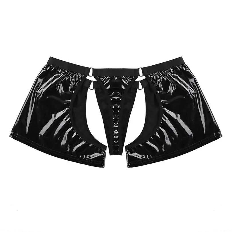 IEFiEL новинка мужские Wetlook искусственная кожа с вырезами мешочком низкой посадкой