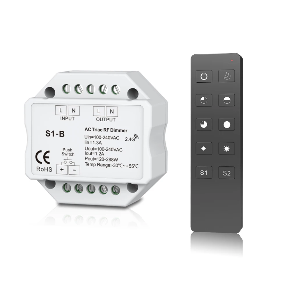 AC симистор светодиодный диммер 220V 230V 110V Беспроводной РЧ с регулируемой яркостью ручка переключателя с 2,4G пульт дистанционного управления для одного Цвет светодиодный лампы