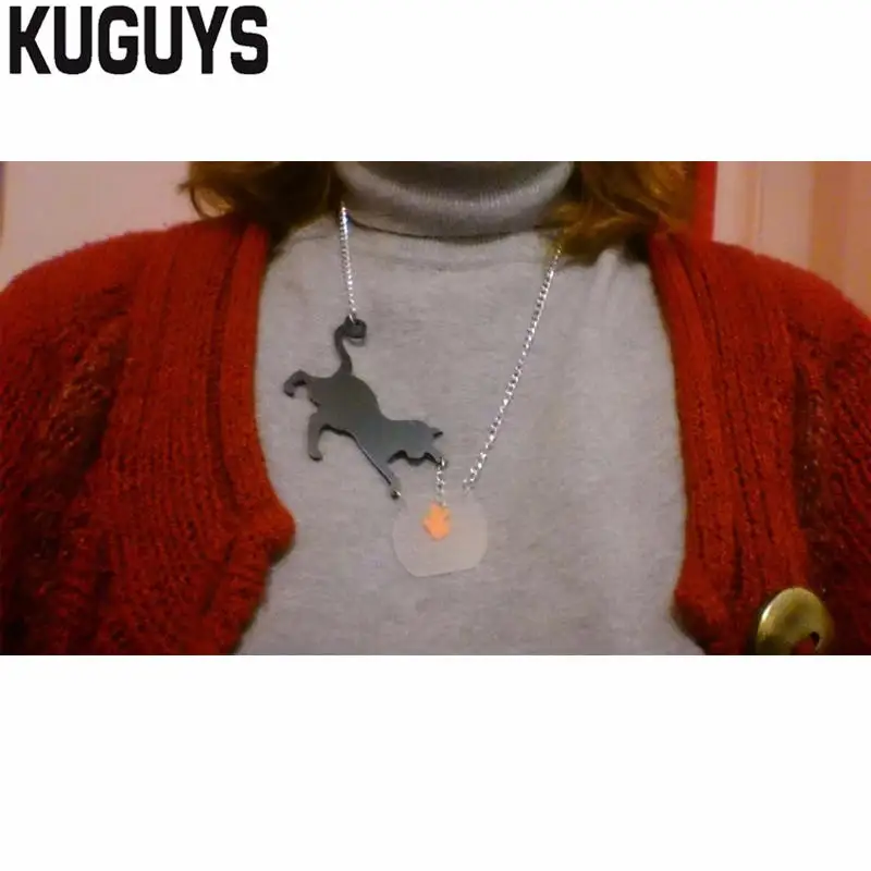 KUGUYS модные ювелирные изделия Черный кот и золотая рыбка ожерелье для женщин модная акриловая цепочка с кулоном цепочка для свитера