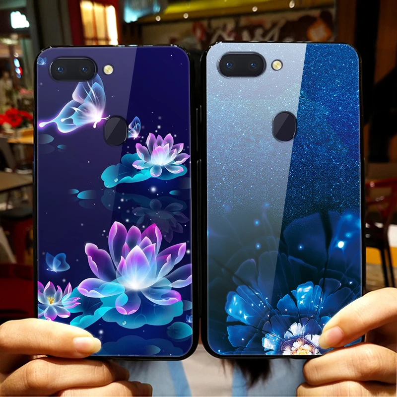 

Tempered Glass Case For Coque Oppo F9 F11 Pro F7 F5 Cover Soft Bumper Printing Funda For Oppo RX17 Neo Find X R15 K1 Phone Case