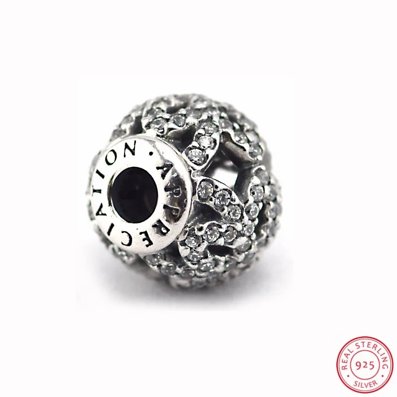 925 пробы серебряные бусины подвески с сияющими камнями DIY Fit PANDORA для женщин