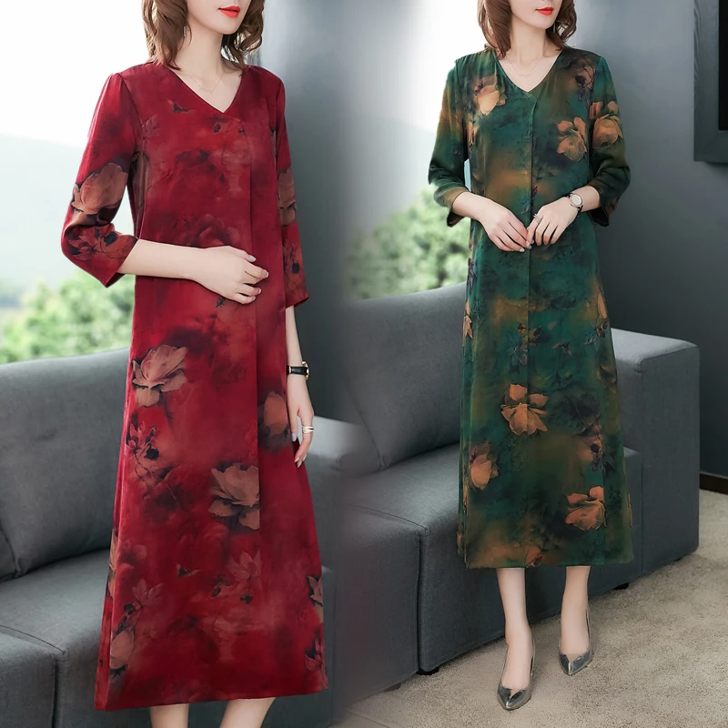 Зеленое шелковое платье 2019 летнее размера плюс большое для женщин высокое