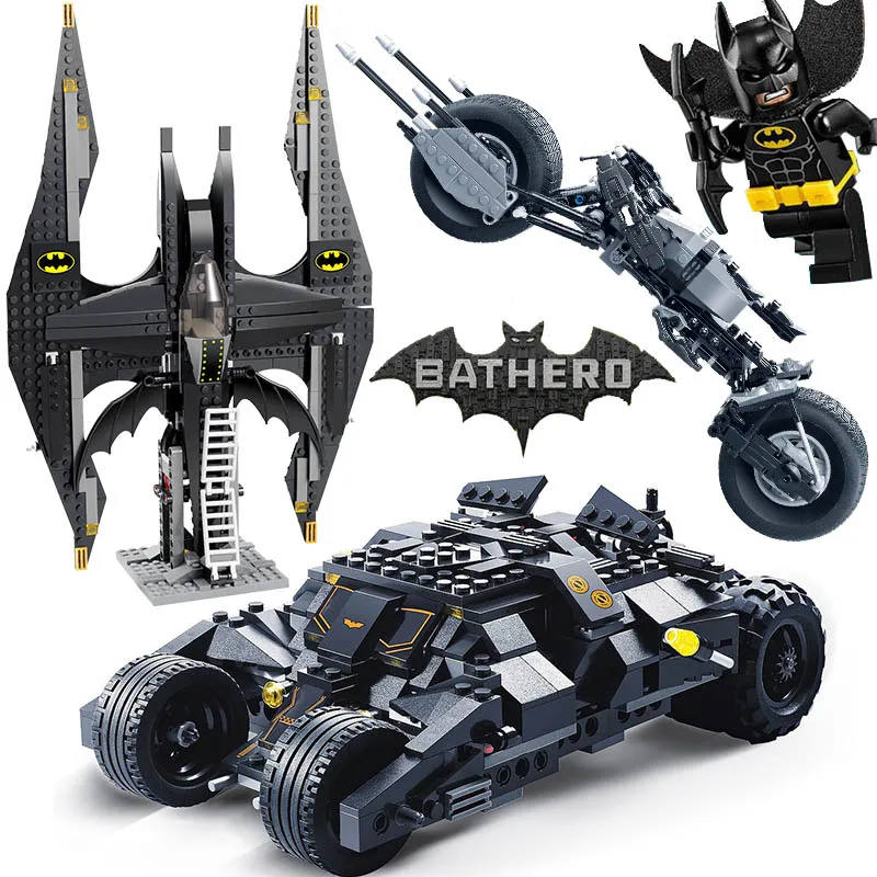 Супер герой Все кубики «Бэтмен» Бэтмобиль tumbler Batwing строительные блоки супер герой s игрушки для детей