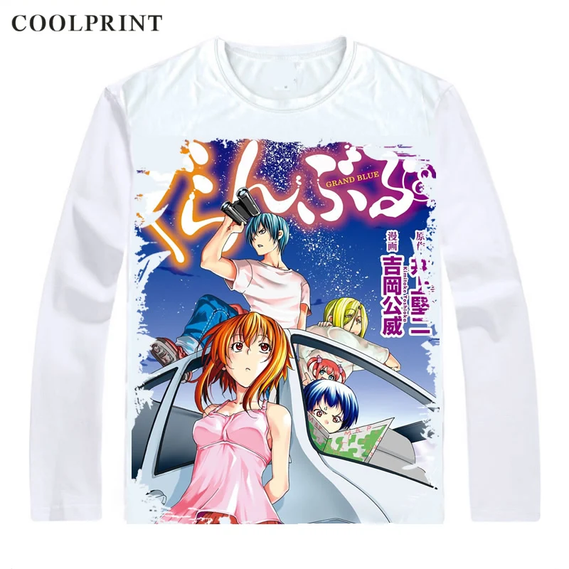 Синие футболки COOLPRINT Grand guranрусру рубашки с длинным рукавом из японского аниме