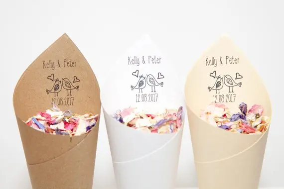 Рожок рисовый свадебный в рустикальном стиле рожок конфетти для свадебном