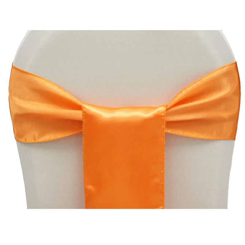 coral orange 25 шт./лот, свадебные стулья с узелком, атласная ткань, чехлы на стулья с бантом для свадебной вечеринки, банкета, мероприятий, украшения - Цвет: coral orange