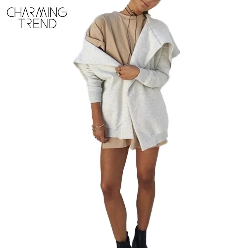 Charmingtrend Повседневное Тренчи для женщин Для осень сплошной Кофе белый Открыть