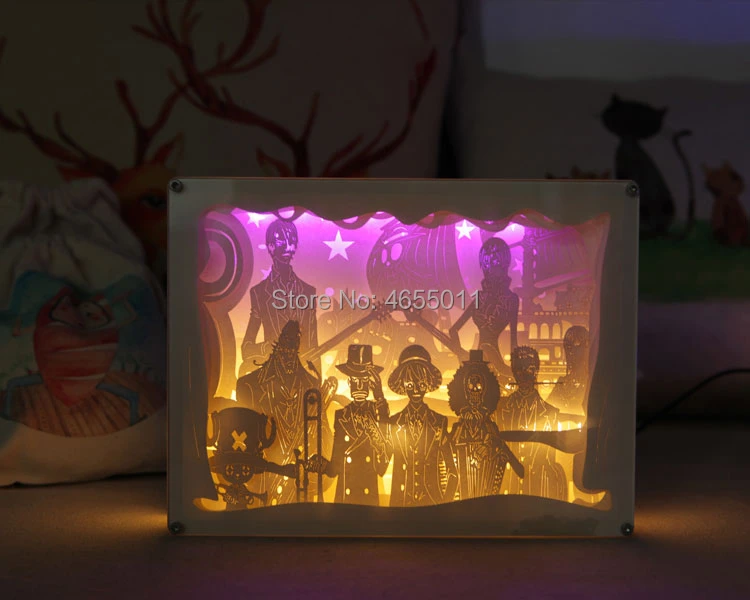 S. orange 3D аниме одна деталь настольная лампа Luminaria светодиодный кристалл фоторамка ночные огни тени резьба бумага DIY освещение подарки