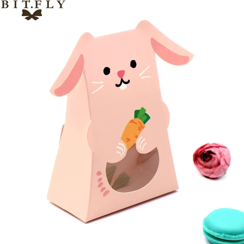 Rabbit 5 шт. мультяшная коробка для конфет с кроликом, котом, собакой, шоколадная Подарочная коробка для печенья упаковочные коробки с окошком для детей - Цвет: Rabbit