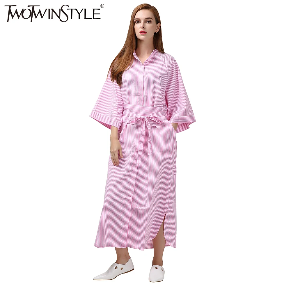 [TWOTWINSTYLE] 2019 летний пояс для кимоно на шнуровке длинная туника платье женская