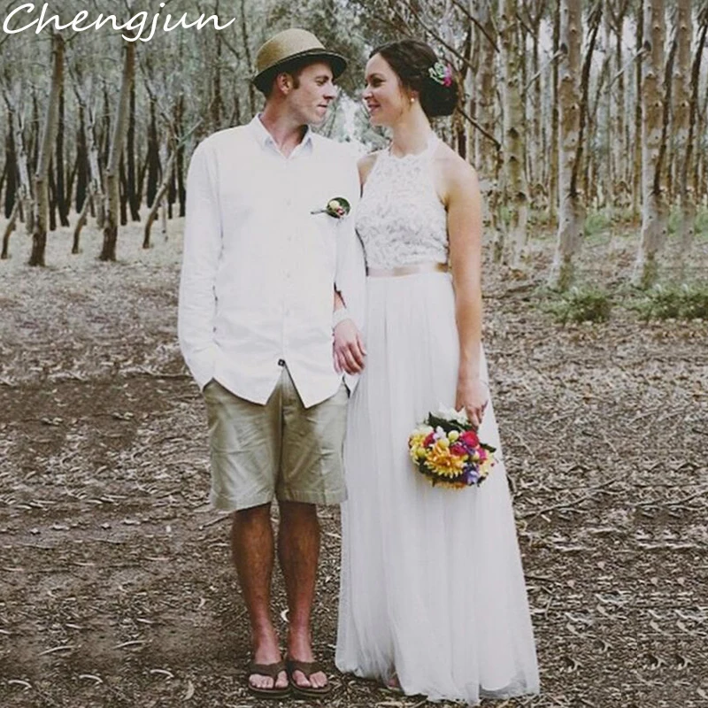 Chengjun простое дешевое свадебное платье без рукавов с поясом из фатина в стиле бохо