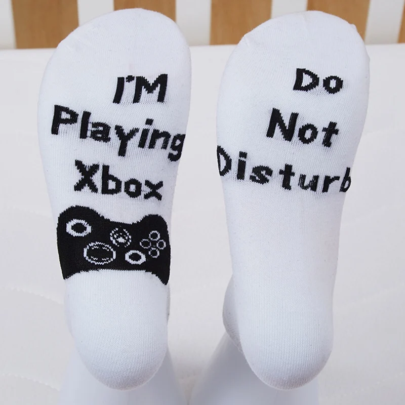 Осень-зима арт забавные носки для экипажа "не беспокоить", я игры Xbox Для мужчин Для женщин носки подарок для FO. Игровая приставка для влюбленных