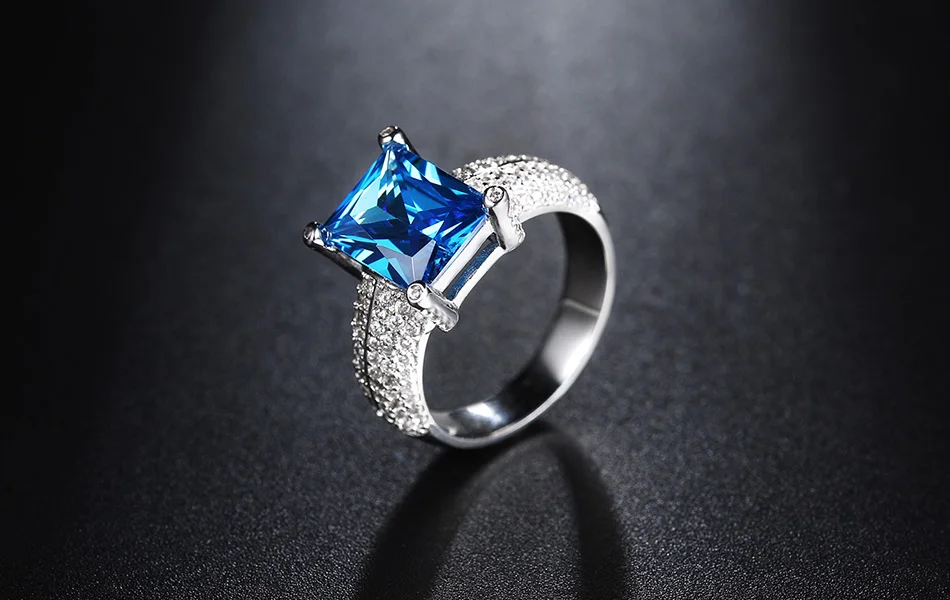 ORSA JEWELS женские свадебные кольца с большими квадратными океанскими синими кубическими цирконами Роскошные вечерние Обручальные кольца для женщин ювелирные изделия AOR140