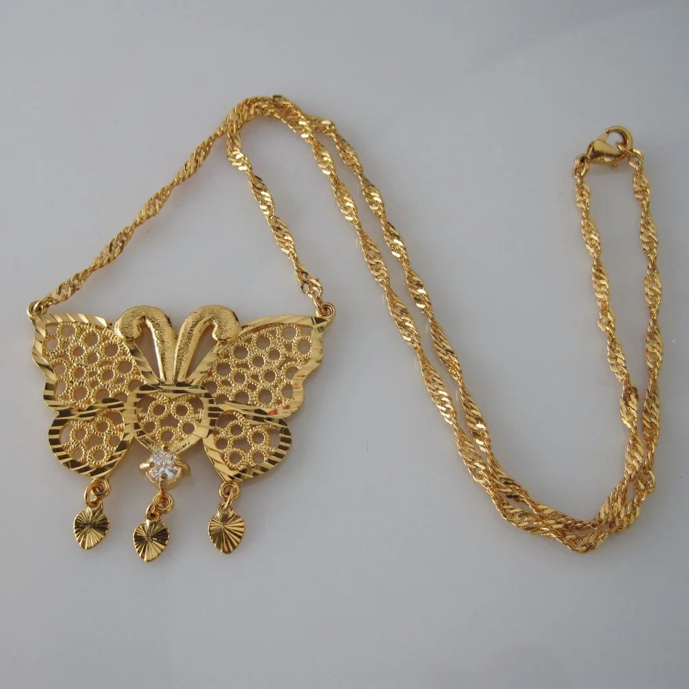 Минимальный заказ 10 долларов США/Новинка Латунное ожерелье 17 дюймов с бабочкой