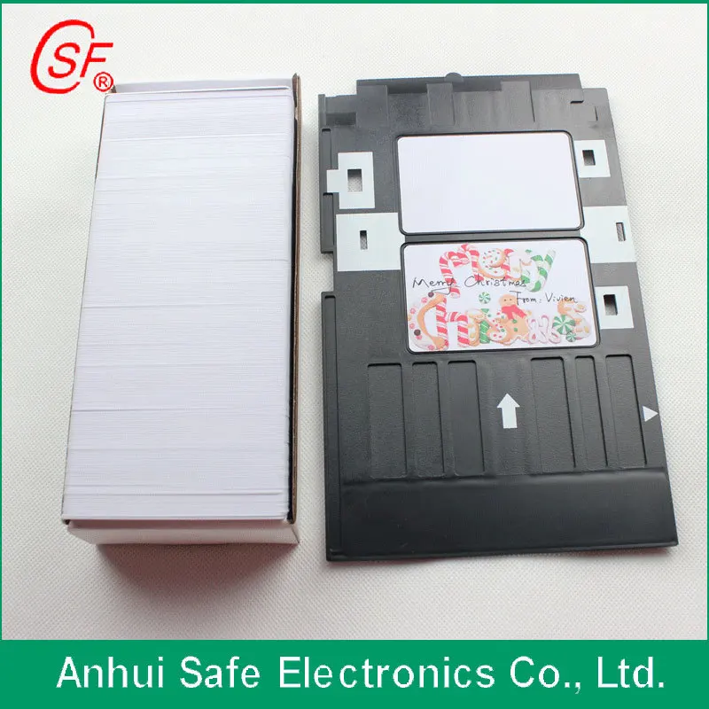 Inkjet PVC Card, Tray Set-100pcs Blank Two Sides Printable Crads +5pcs ID Card Tray For Epson R260,R280,L800, A50