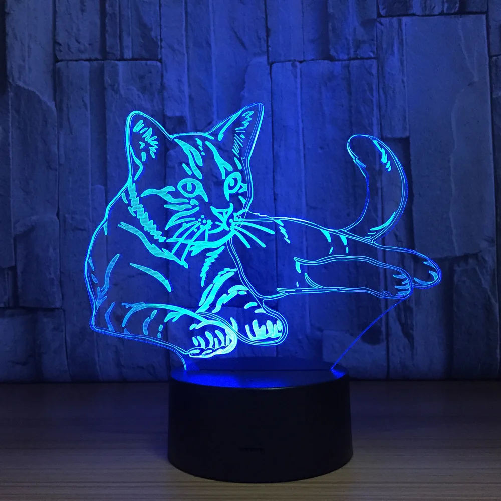 Ночсветильник 3D в виде милой кошки светодиодный сенсорным выключателем