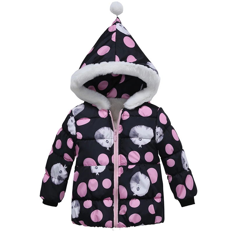 

Retail 2017 Fashion Clothes Baby Girls Warm Cotton Long Sleeve Printing Hooded Coat Hook Jacket Children kids Coat for 3-5Y