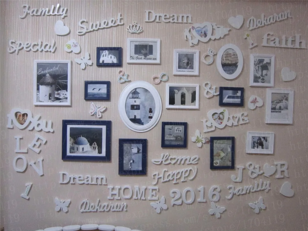 

photo wall decorative 3D Artificial wooden wood letters Free standing letter of base platform butterfly crown Diamond ring