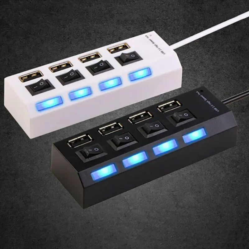 Basix 4 порта USB концентратор 2 0 высокоскоростной Разветвитель LED с переключателем