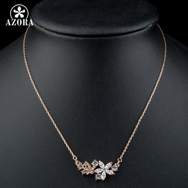Azora, золотые и с украшениями в виде звезды и цветка; Cubic Zirconia кулон Цепочки и ожерелья TN0134