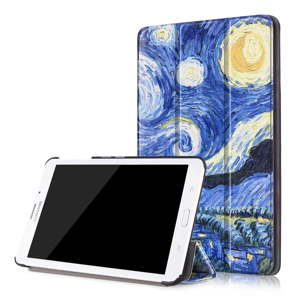Высококачественный 3 складной чехол из ПУ кожи с принтом защитный для Samsung Galaxy Tab J