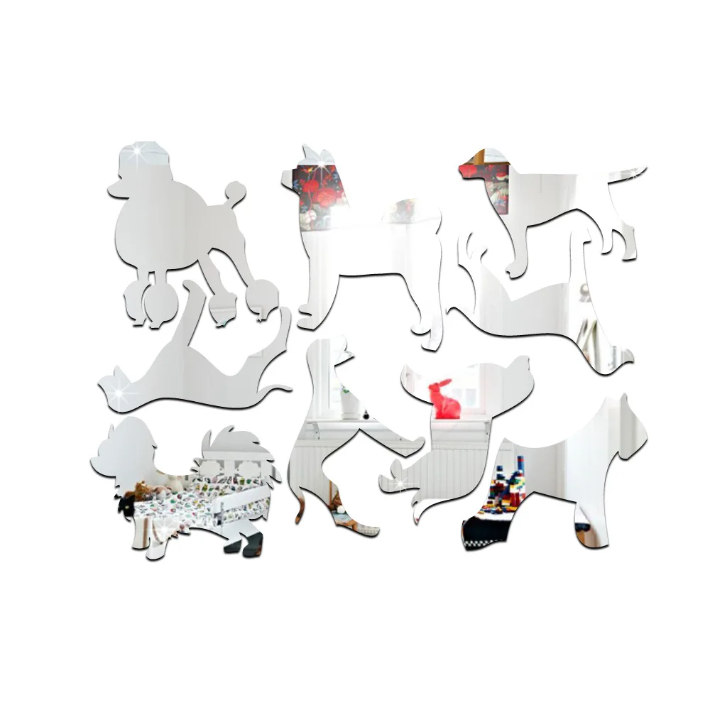 Funlife Children 's room decoration wall stickers environmental protection three - dimensional cartoon puppies mirror paste MM00 | Дом и