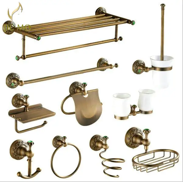 Античный медный зеленый нефрит аксессуары для ванной комнаты вешалка полотенец