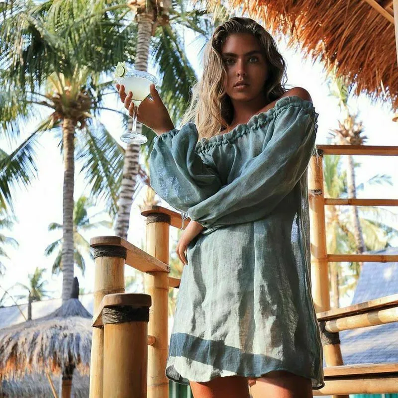 Женское платье с длинным рукавом Boho повседневное пляжное и оборками лето 2019 |