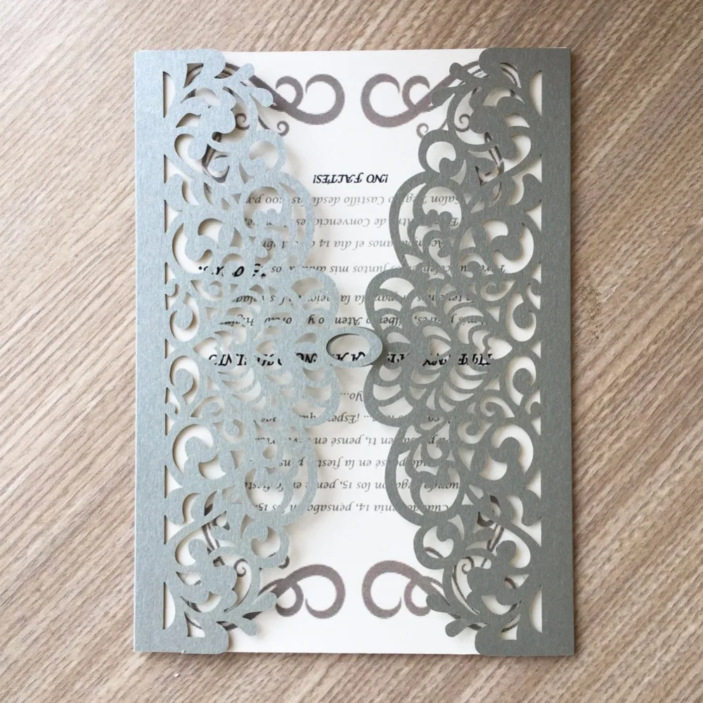 Серебристая карточка для свадебной вечеринки 100 шт. новейшая приглашения