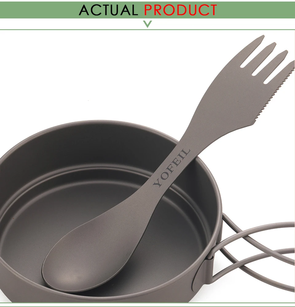 Кемпинг Titanium Ложка Вилка Три в одном Сверхлегкий Titanium Посуда Кемпинг Открытый Spork Открытый Туризм Аксессуары