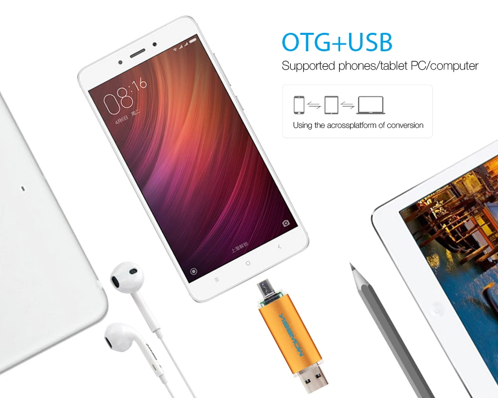 Moweek Модный Цветной OTG USB флеш-накопитель 64 Гб металлический флеш-накопитель 4 ГБ 8 ГБ 16 ГБ флеш-накопитель 32 Гб usb карта памяти U диск в подарок