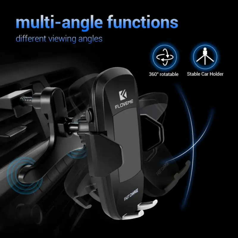 Automatic Clamping Wireless Car Charger Mount Fast Charging Phone Holder Windshield Dashboard Air Vent Compatible | Автомобили и