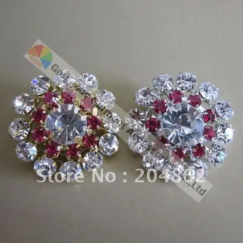 20 шт. 30 мм пуговицы из чешского горного хрусталя круглые металлические