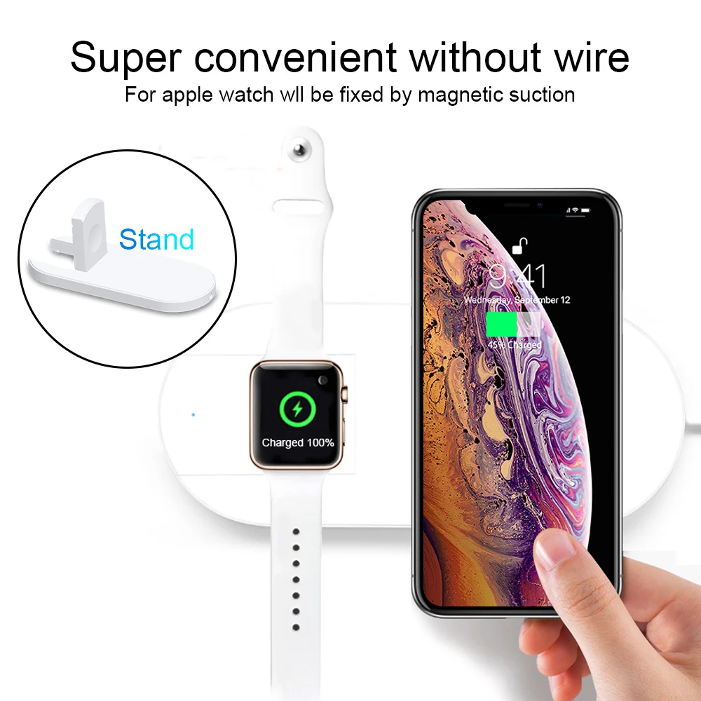 Беспроводное зарядное устройство 2 в 1 держатель для телефона 10 Вт APPle Watch Series 5 4 3