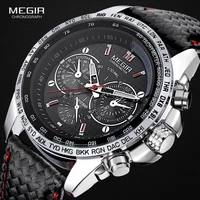 megir fashion luminous quartz watch man casual leather brand watches men analog waterproof wristwatch for male hot hour 1010