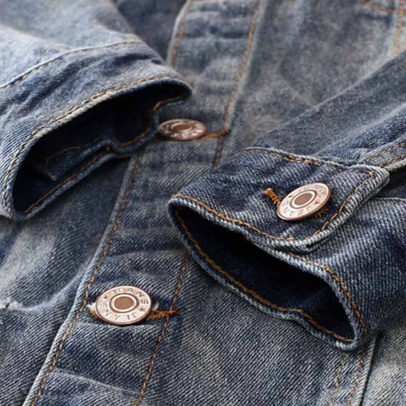 

Mcikkny Hip Hop Men's Cotton Jacket And Coats Skull Embroidery Distressed Ripped Jeans Jacket Punk Style Streetwear For Male