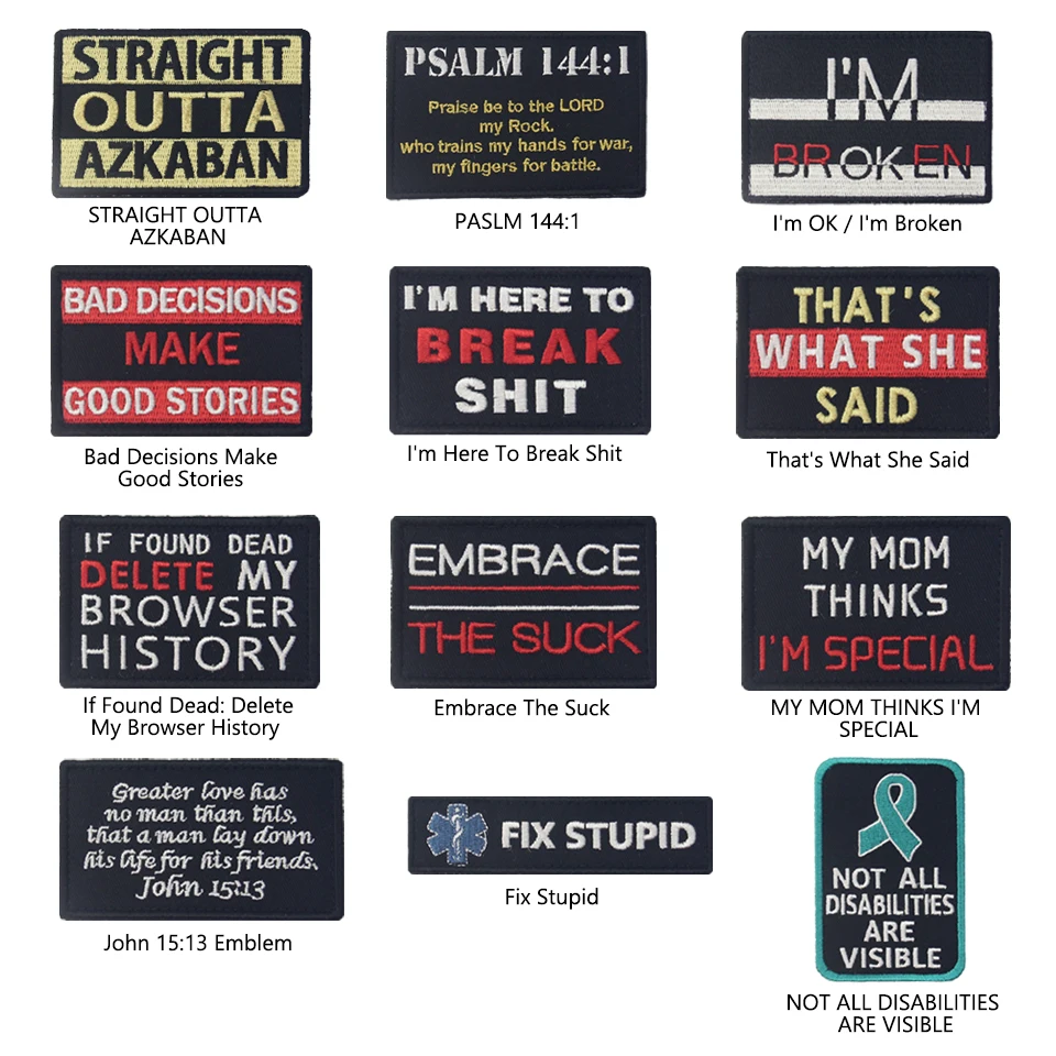 Накладки на голову с вышивкой военные забавные надписью hook & loop ручная работа 3D