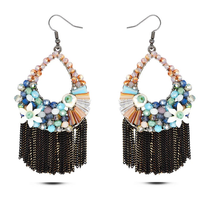 2017 новая мода Европа Америка цветок кисточкой серьги аксессуары женские