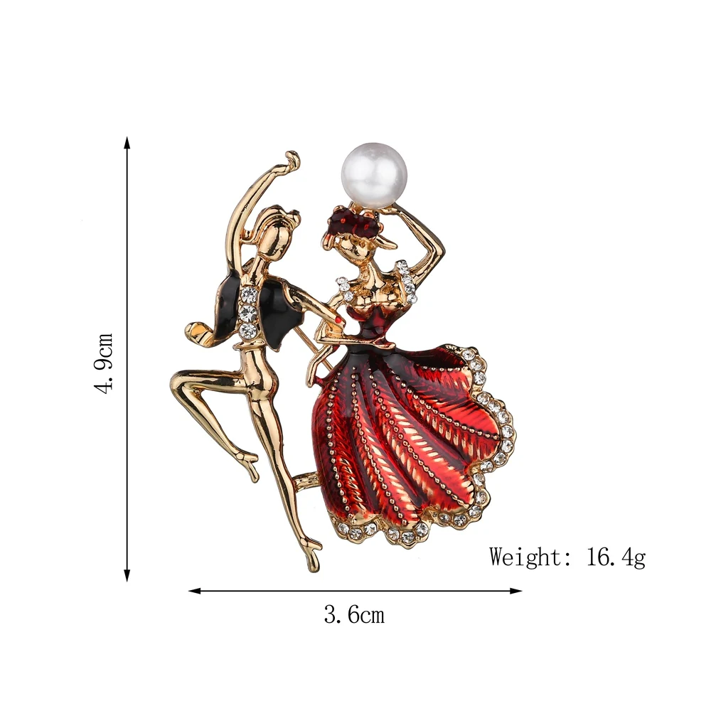 Terreau Kathy Dancing Women Men Wedding Brooch Enamel Red Green Dress 2 colors available bridegroom bride pins | Украшения и