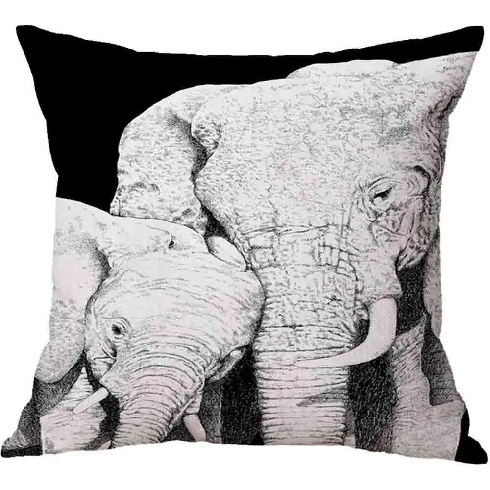 Elephant Черно-белое животное, Лев, Тигр Слон бросок наволочки для диванной подушки Подушка для кровати наволочка домашний Декор 45 см с цифровым 3d-рисунком наволочка - Цвет: Elephant