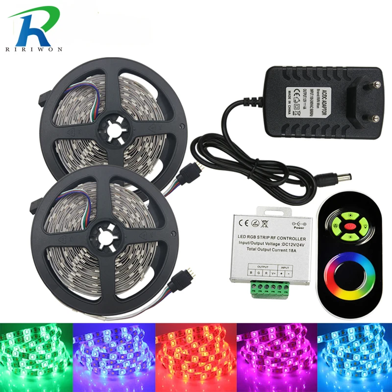 Водонепроницаемая гибкая светодиодная лента RiRi Won SMD5050 5 м 10 15 20 RGB 5050 12 В
