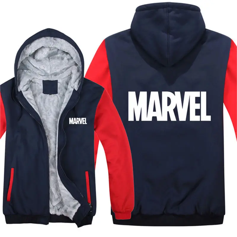 Мода 2019 г. Капитан Америка Marvel молния куртка с капюшоном зимние Ман повседневное