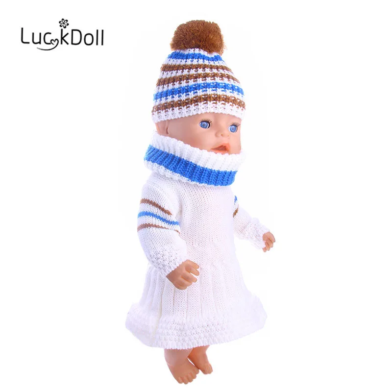 Вязаный шерстяной костюм LUCKDOLL + шарф 18 дюймов 43 см аксессуары для кукол детские