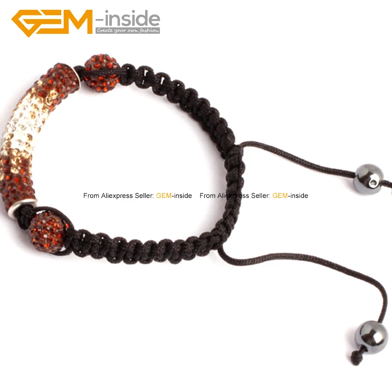 Colorful Shambhala Tube Beads Bracelets CZ Crystal Pave Fashion Jewelry For Women Adjustable Length 7.5inch | Украшения и