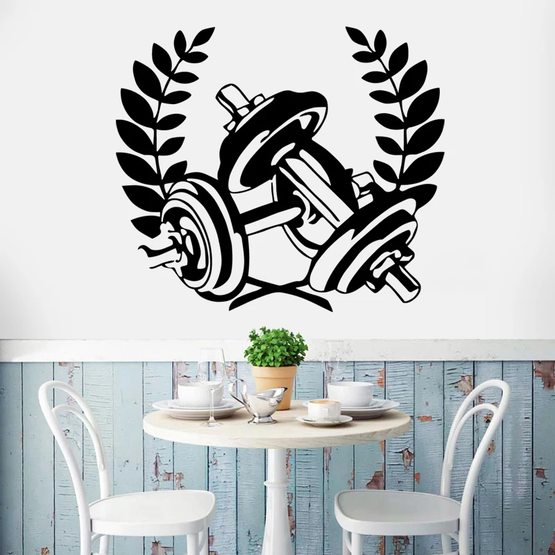 

Gym Sticker Fitness Decal Body-building Dumbbell Posters Vinyl Wall Decals Pegatina Quadro Parede Decor Mural Gym Sticker