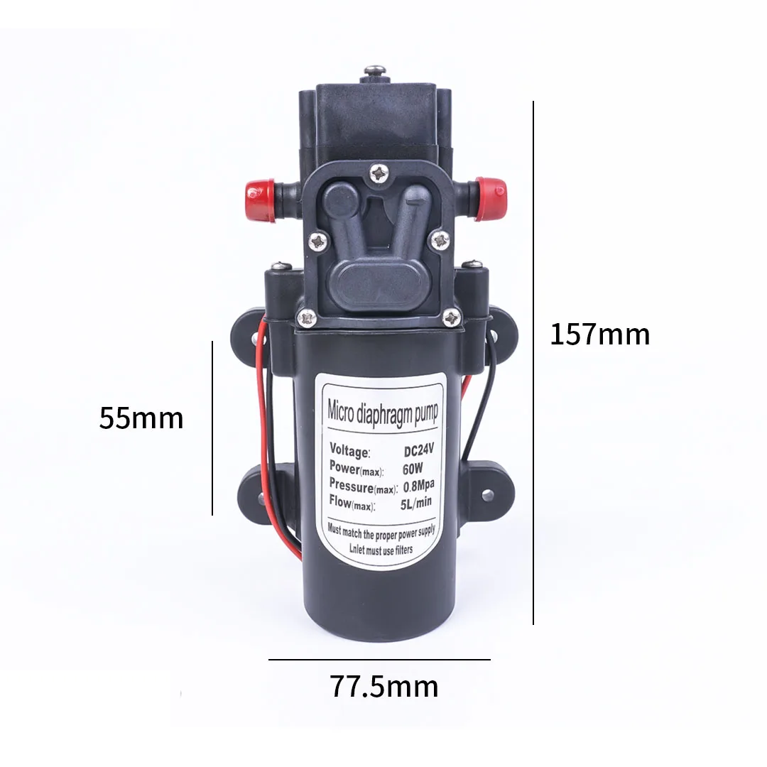DC 24 V 60 W 130PSI 5L/Min водяной мембранный самовсасывающий насос высокого давления сельскохозяйственный Электрический водяной насос Автомойка спрей