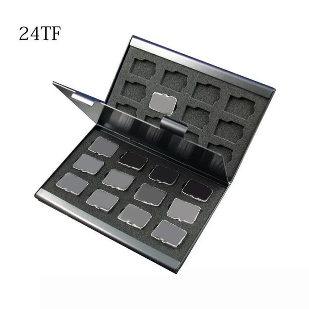 Прочный противоударный алюминиевый Портативный защитный Органайзер для сумки, большая коробка для хранения, двухслойный Серебряный держатель для карт 24TF, модный