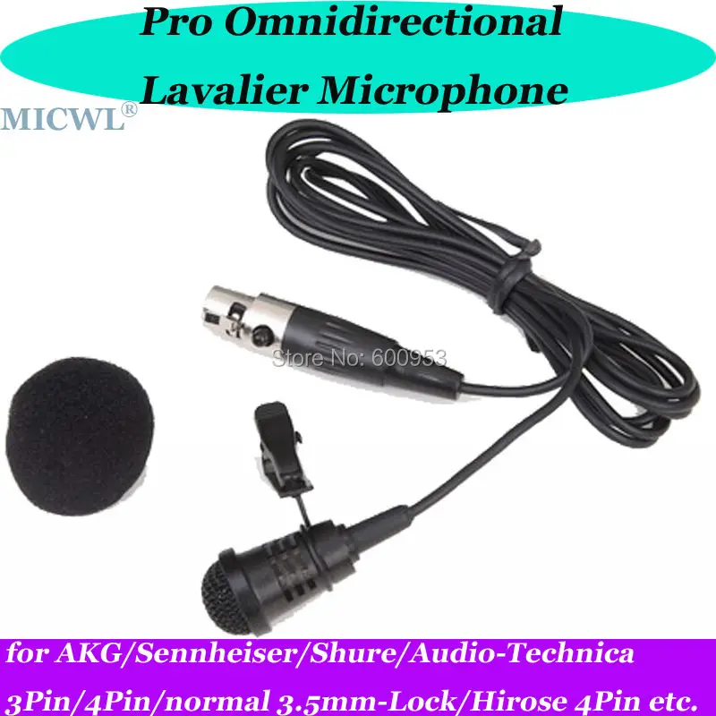 

MICWL Pro Wireless Lavalier Clip Lapel Microphone for Sennheiser AKG Shure Audio-Technica Beltpack 3Pin 4Pin 3.5mm