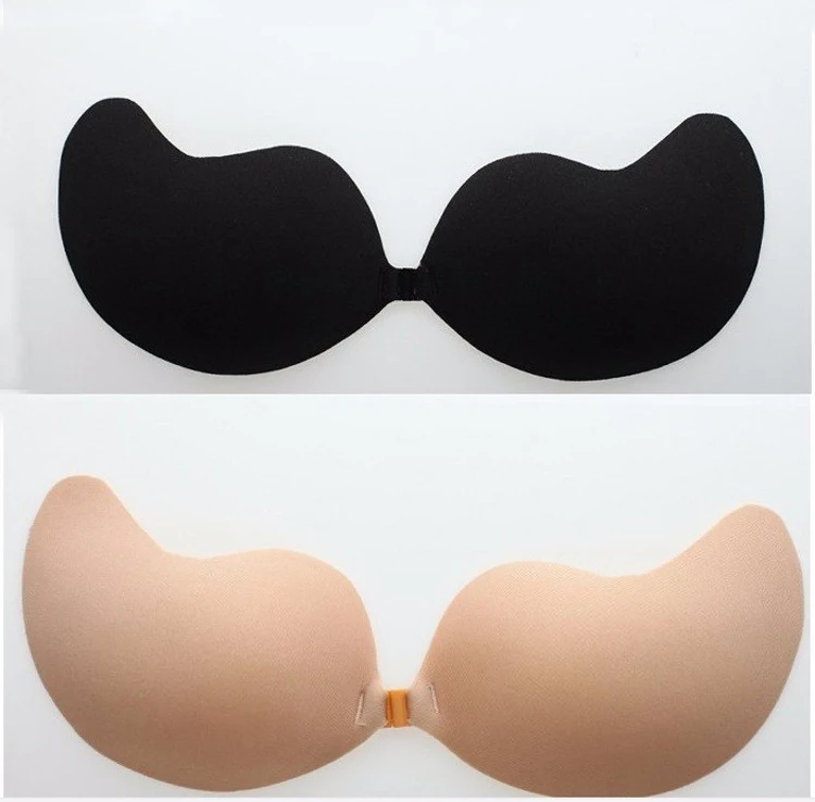 Christmas promotion Women Sexy Black Blue Pink Beige Silicone Front Closure Push Up Invisible seamless Bra