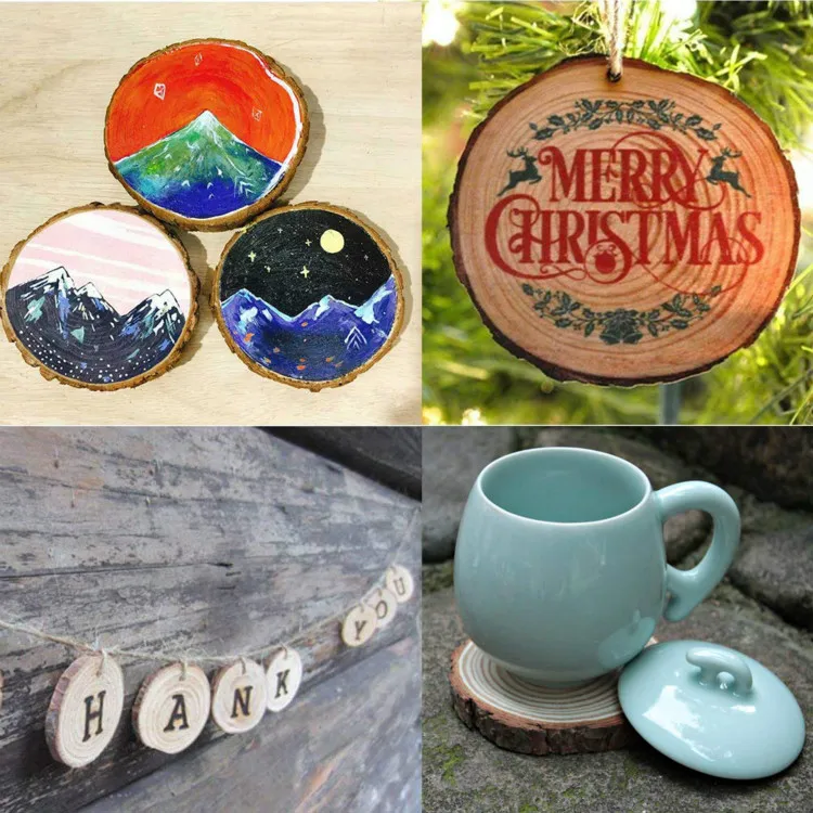 10 шт. НЕОБРАБОТАННАЯ натуральная древесина ломтики круглое бревно диски для DIY